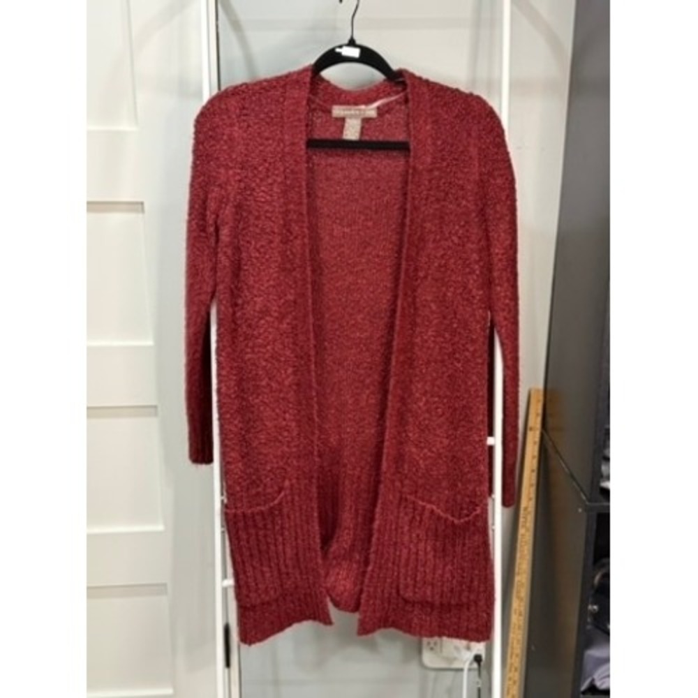 Alexandra + Oak Burgundy Popcorn Knit Open Front Long Cardigan M Cabincore Cozy